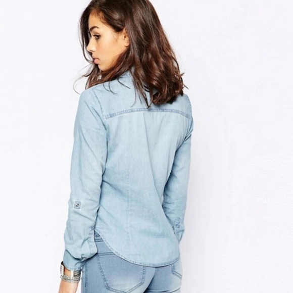 ASOS Petite Noisy May Petite Denim Shirt XXSP - Picture 2 of 4